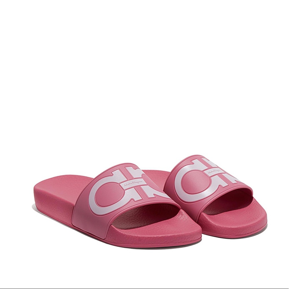 Ferragamo Pink Pool Slide Sandals